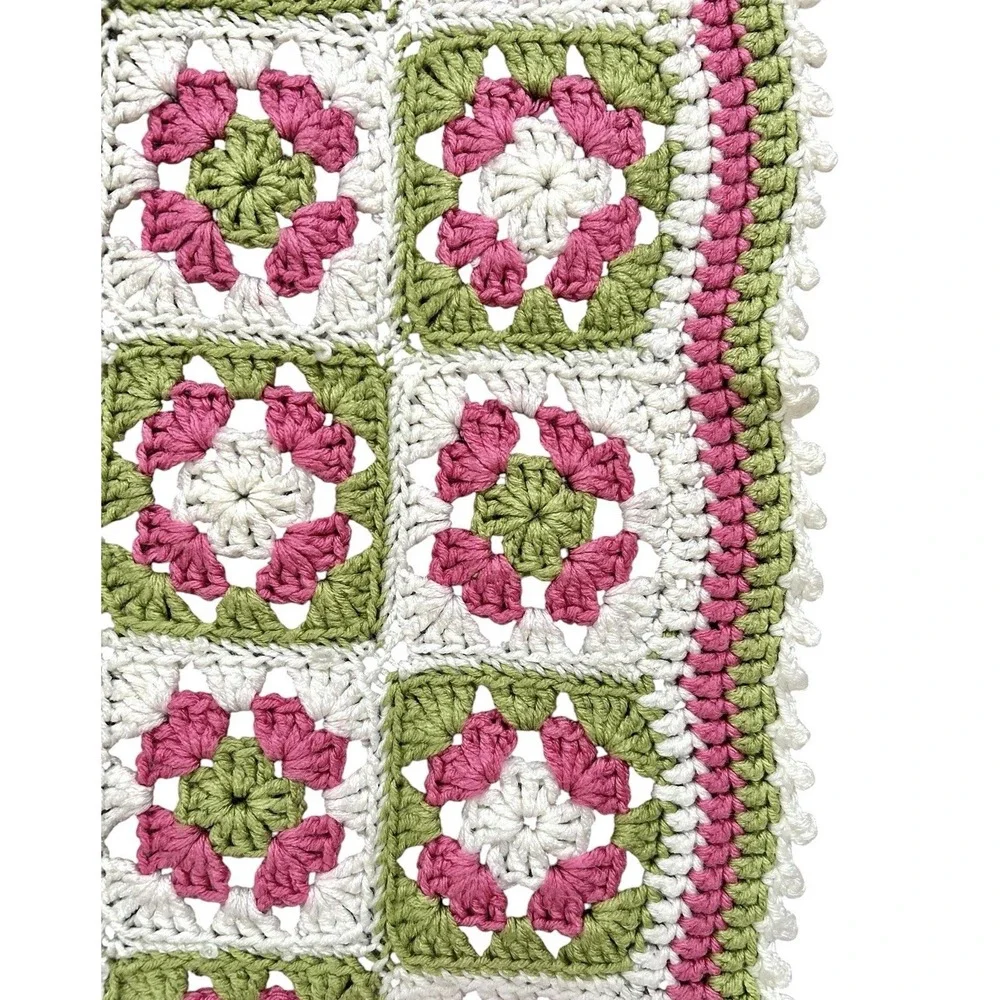 Handmade Baby Granny Square Crochet Blanket Throw Afghan 36